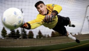 a goal keeper in soccer game