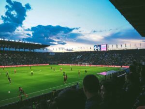 people enjoying soccer in the stadium