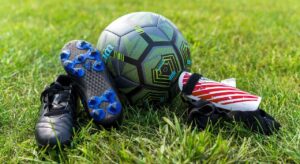 soccer shoes in a field