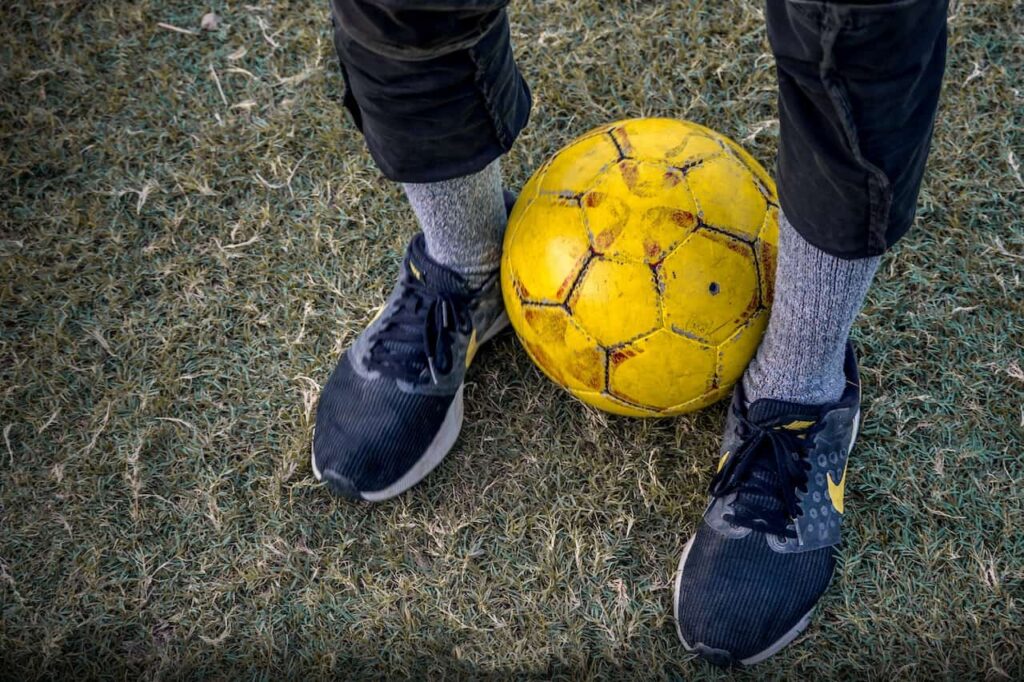 soccer player wearing cleats