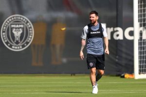 Messi wearing a soccer vest