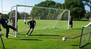 soccer goalkeeper in training